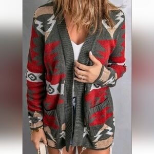UNBRANDED TRIBAL CARDIGAN WOMEN OVERSIZED S OPEN LONG SLEEVES POCKTES BOHEMIAN
